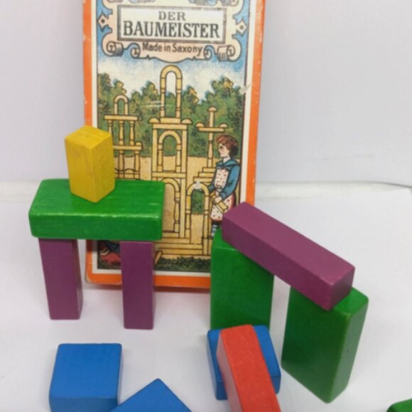 Vintage Der Baumeister Made in Saxony Germany Blocks Game - Picture 1 of 4